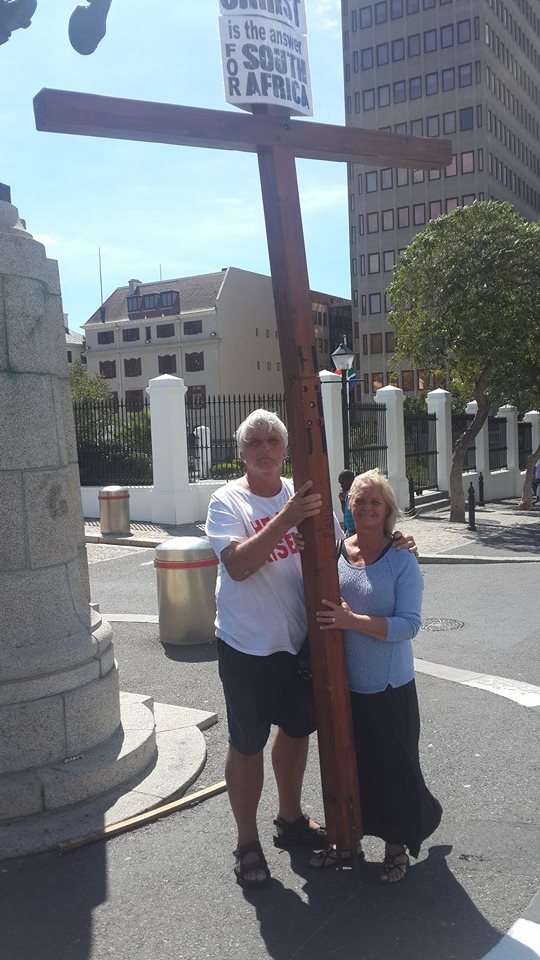 Lord lead me to stand outside South African Parliament for 3 days and 3 night to pray for South Africa. Winnie came and visited on the second day.
