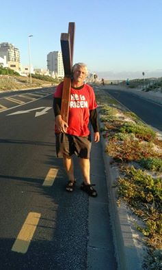 Walking in Table View beach front with the cross